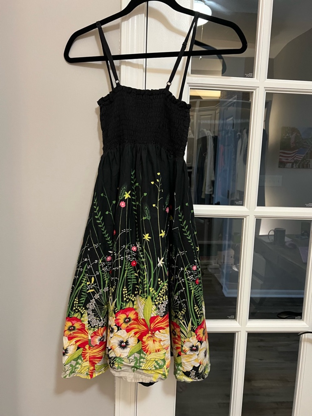 Barami Black Floral Sun Dress for Girls with Adjustable Straps - Picture 3 of 6
